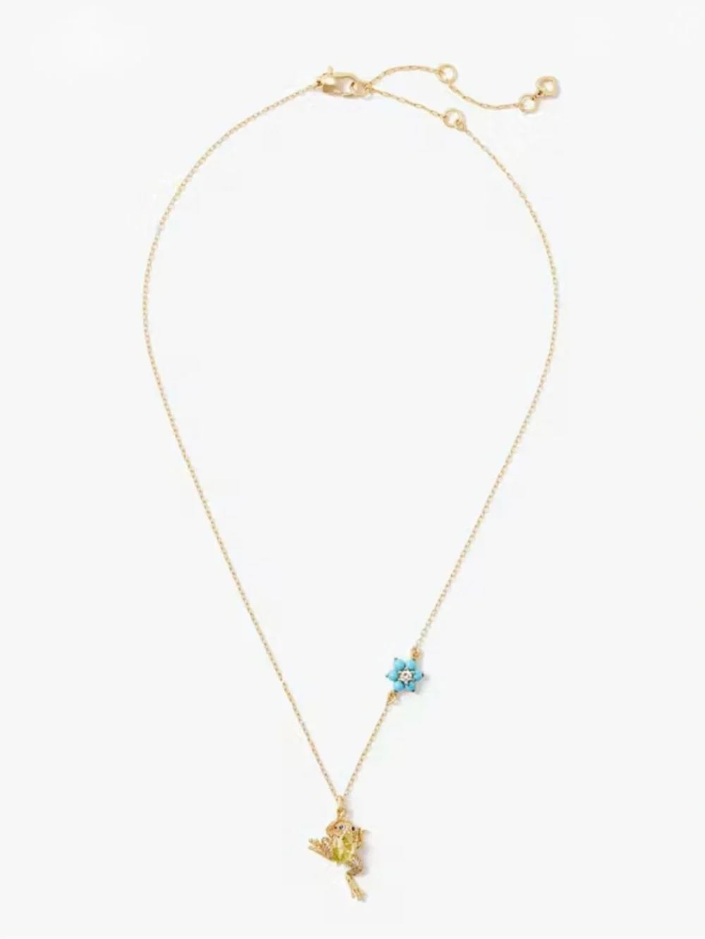 Kate Spade NY Nature Walk Frog pendant and drop earring set blue green gift new - Picture 2 of 10